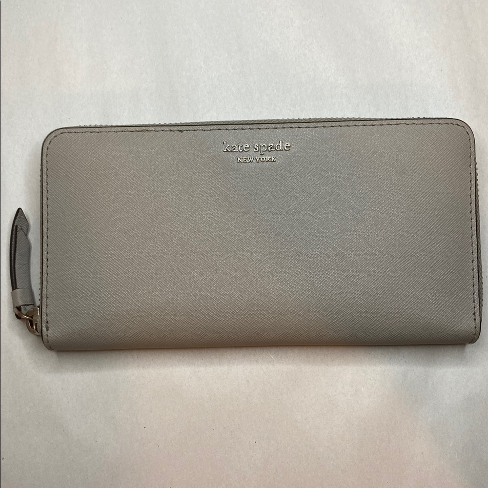 Kate Spade New York Grey Saffiano Leather Zip Around Wallet